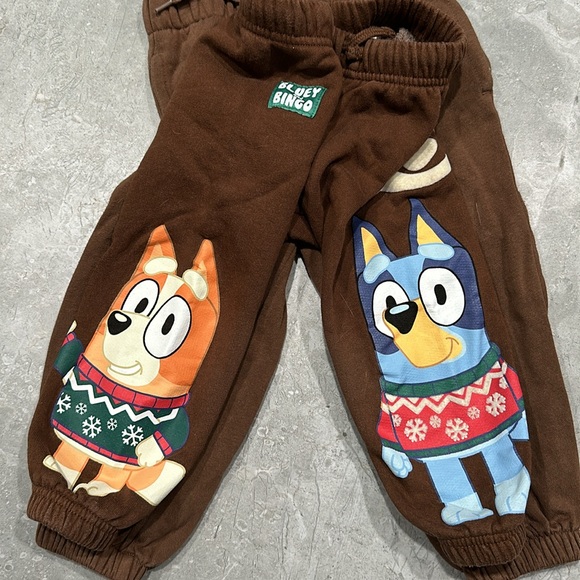 Set of two Zara Gap toddler winter cotton blend brown pants Bluey and bingo - Picture 2 of 4